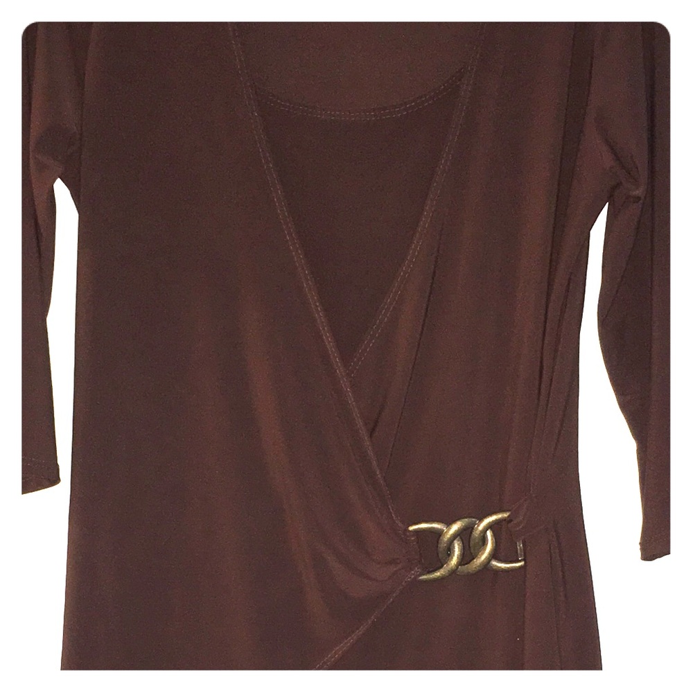 🥂NWOT Brown ACW wrap brass buckled top Size XL